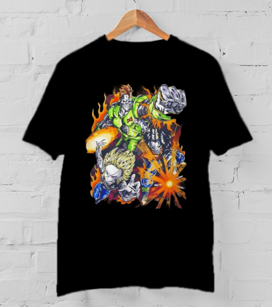 Dragon Ball Z Vintage Style Android 16 17 18 Fiery Action Scene Bootleg T-Shirt