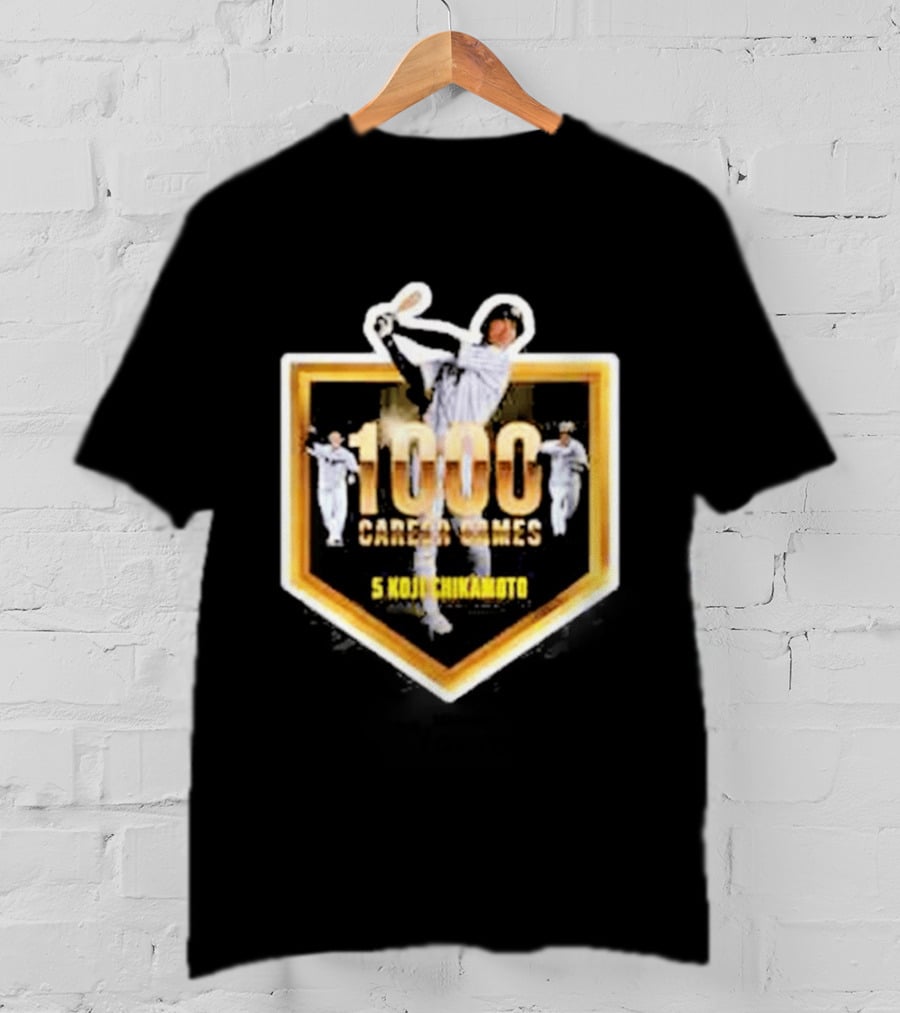 Hanshin Tigers 1000 Career Games Koji Chikamoto #5 Commemoration T-Shirt