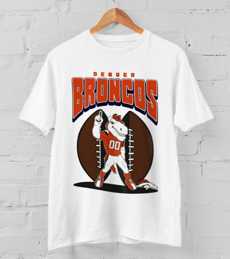 Denver Broncos 2026 Mascot Miles And Football T-Shirt