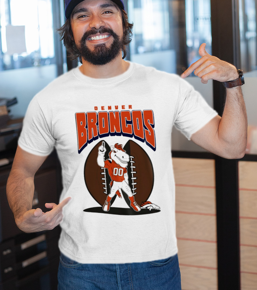 Denver Broncos 2026 Mascot Miles And Football T-Shirt