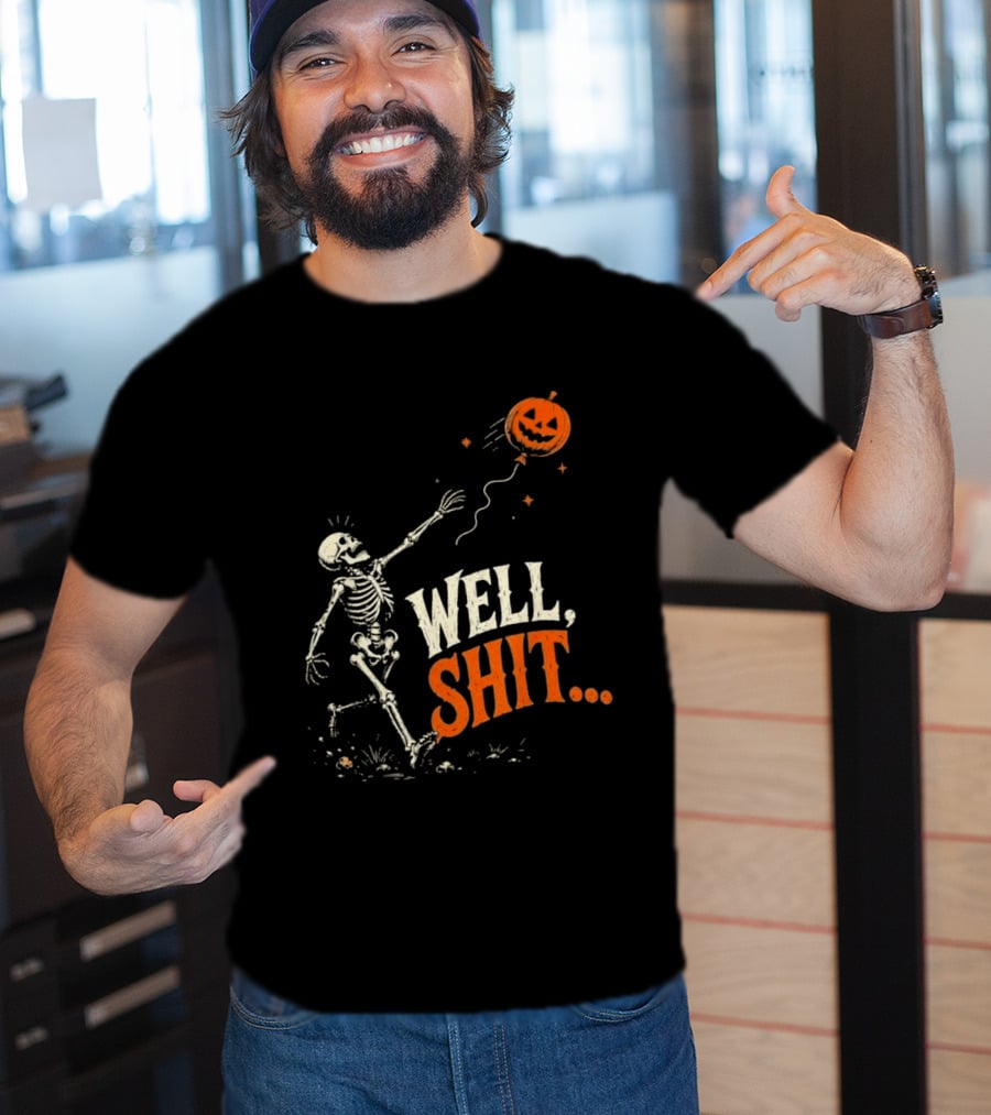 Skeleton Well Shit Lost Pumpkin Balloon Halloween T-Shirt