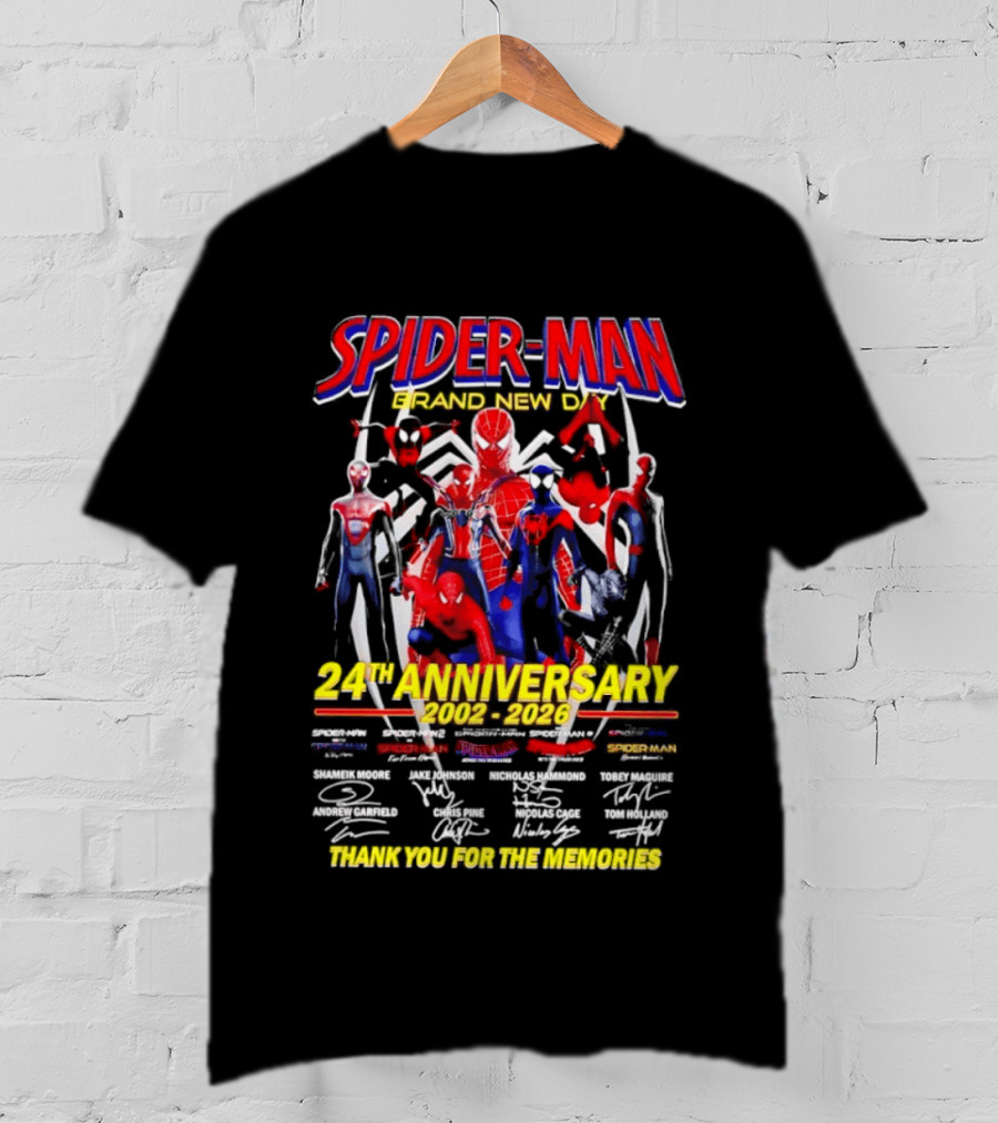Spider Man Brand New Day 24th Anniversary 2002 2026 Thank You For The Memories T-Shirt