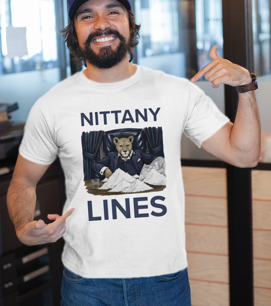Nittany Lines Penn State Nittany Lions Lion In Suit With Money And White Powder T-Shirt