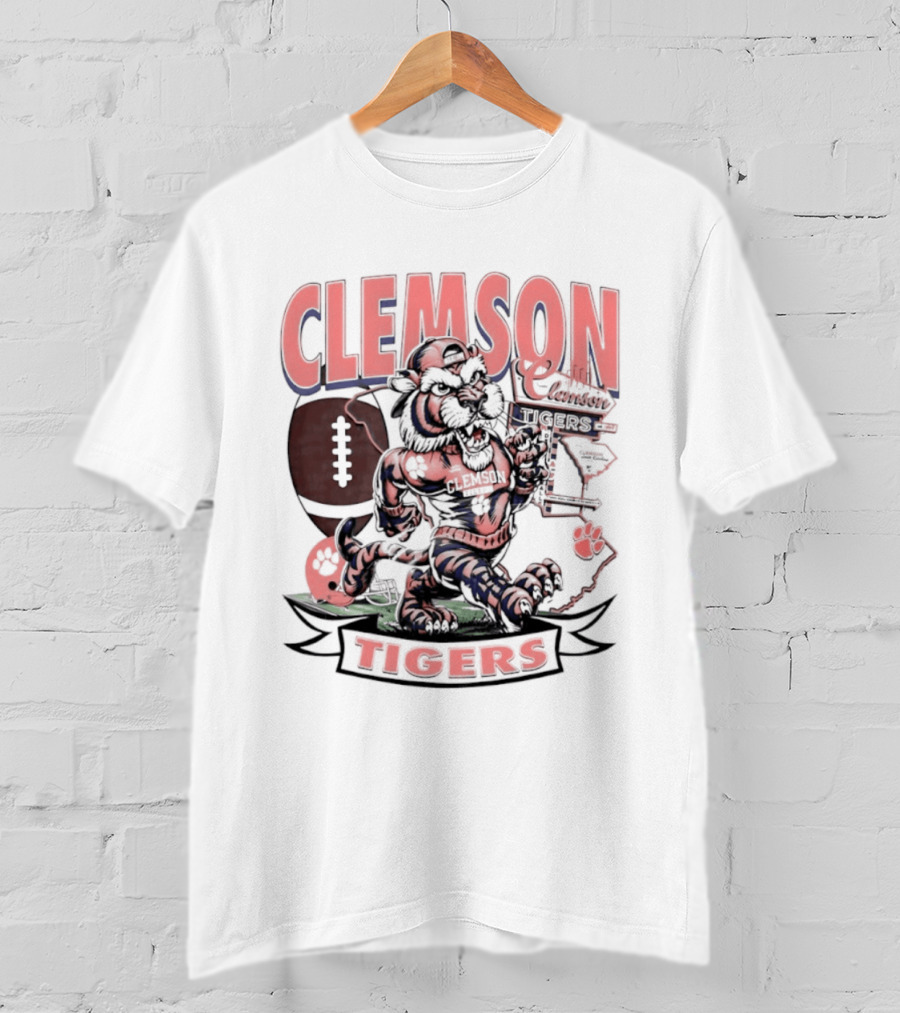 Clemson Tigers Football NCAA Cartoon T-Shirt