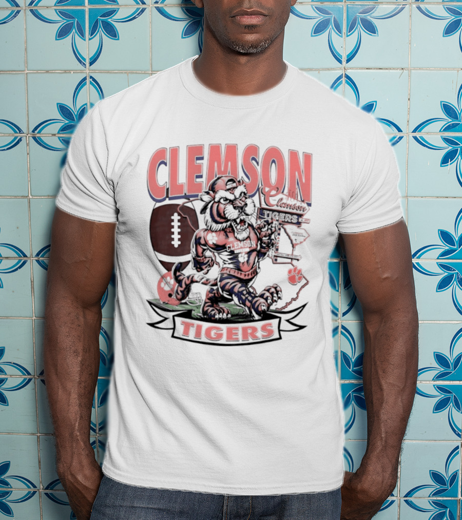 Clemson Tigers Football NCAA Cartoon T-Shirt