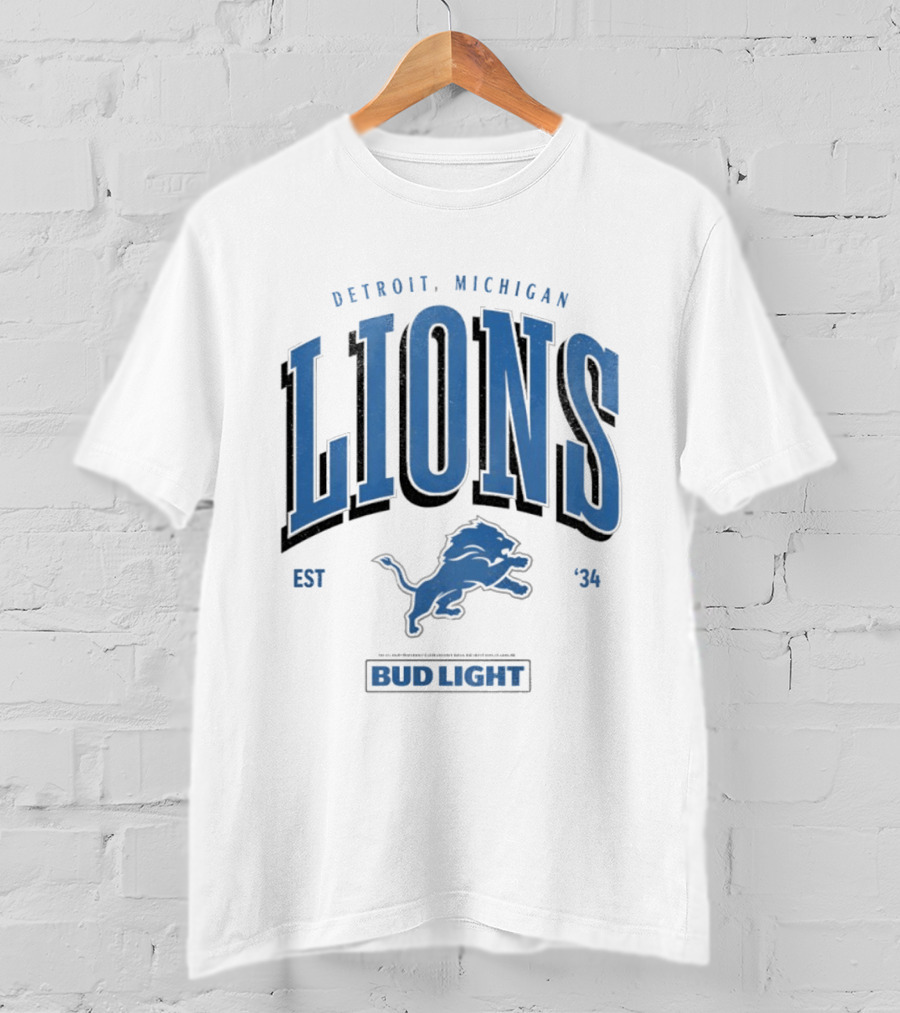 Detroit Michigan Lions Est '34 Bud Light T-Shirt