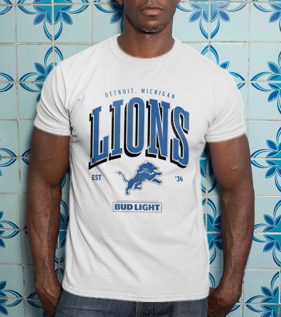 Detroit Michigan Lions Est '34 Bud Light T-Shirt
