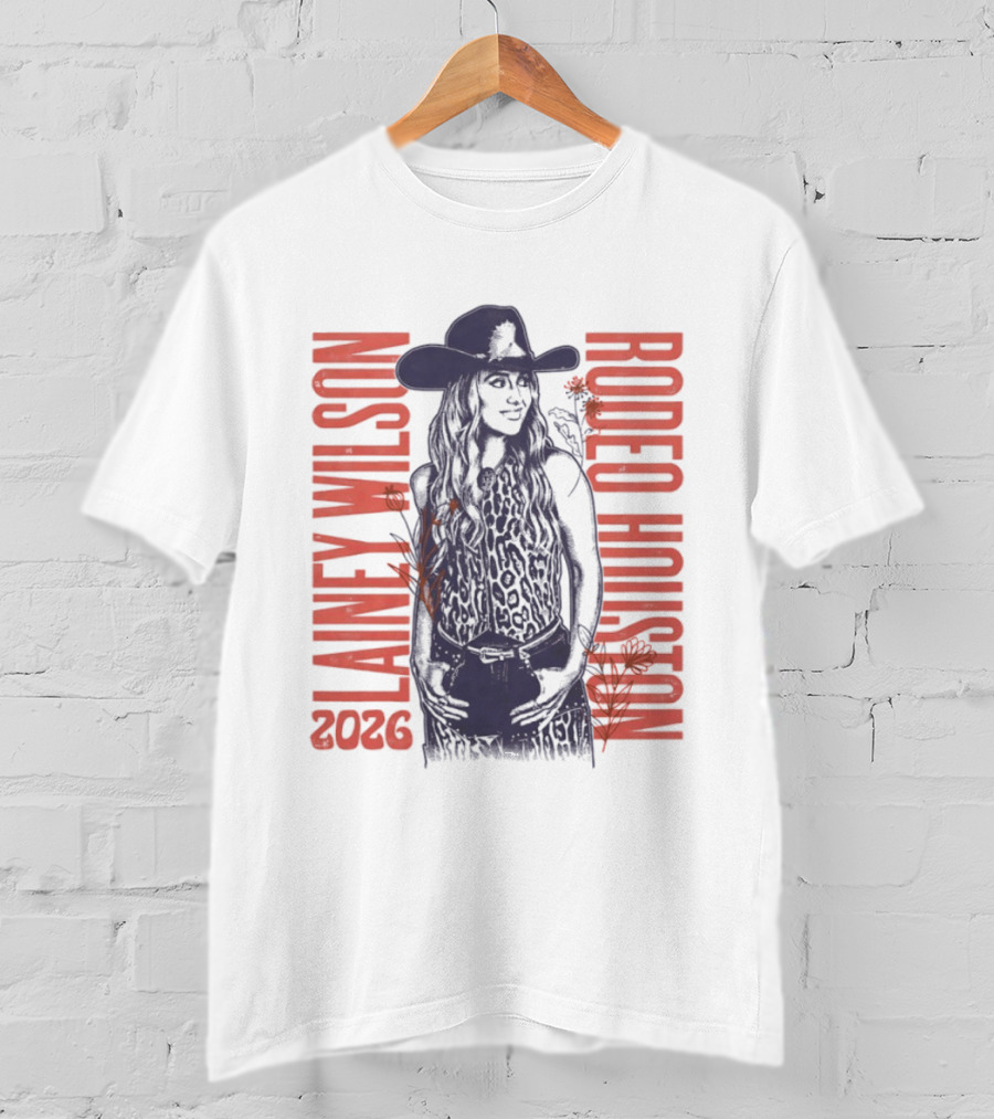 Lainey Wilson Rodeo Houston 2026 Country Music Western Style Cowboy Hat Floral T-Shirt