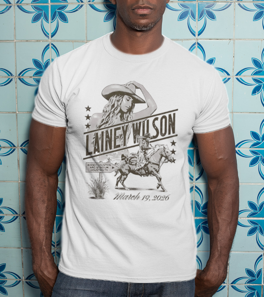 Lainey Wilson Rodeo Houston NRG Stadium March 19 2026 Cowboy Silhouette Stars T-Shirt