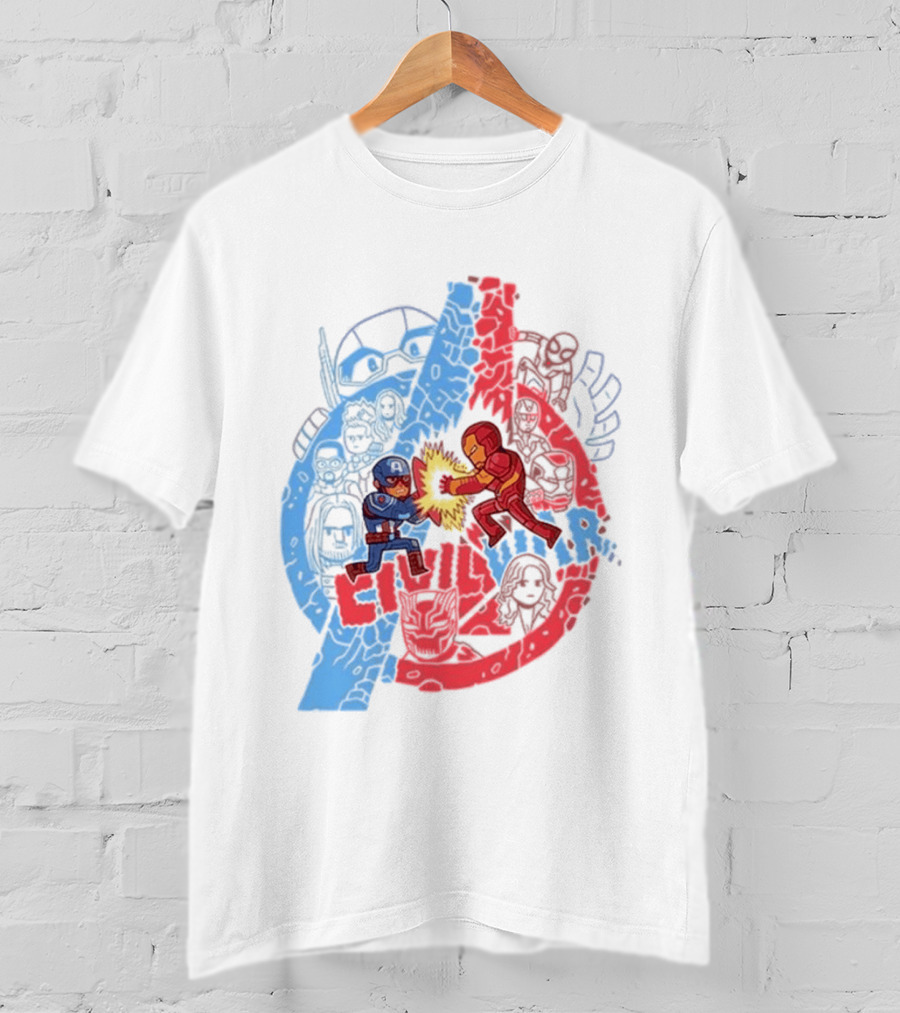Marvel Civil War Captain America Versus Iron Man Chibi Showdown T-Shirt