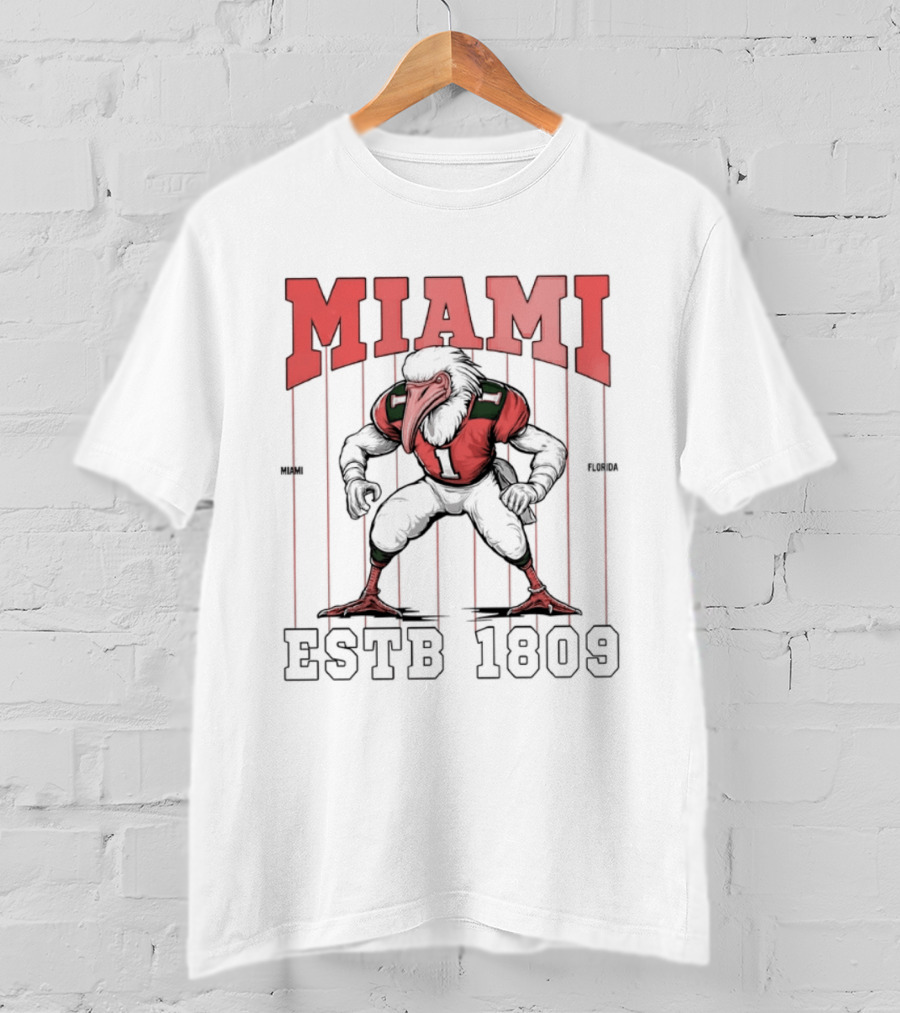 Miami Hurricanes Ibis Football ESTB 1809 T-Shirt