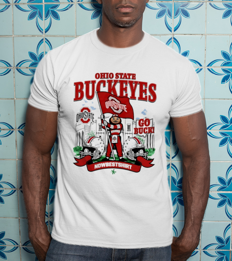 Ohio State Buckeyes Brutus Flag Go Buck Helmet Stadium Nowbes T-Shirt