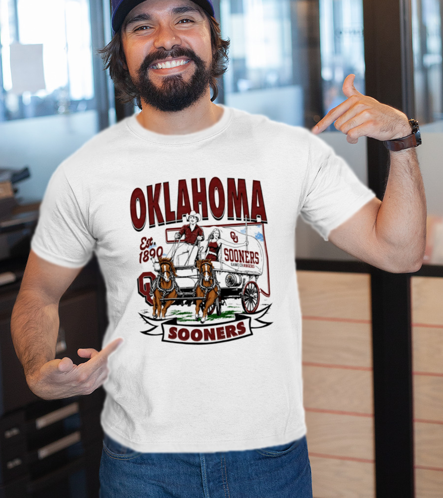 Oklahoma Sooners NCAA Football Est 1890 Wagon Horses Team T-Shirt