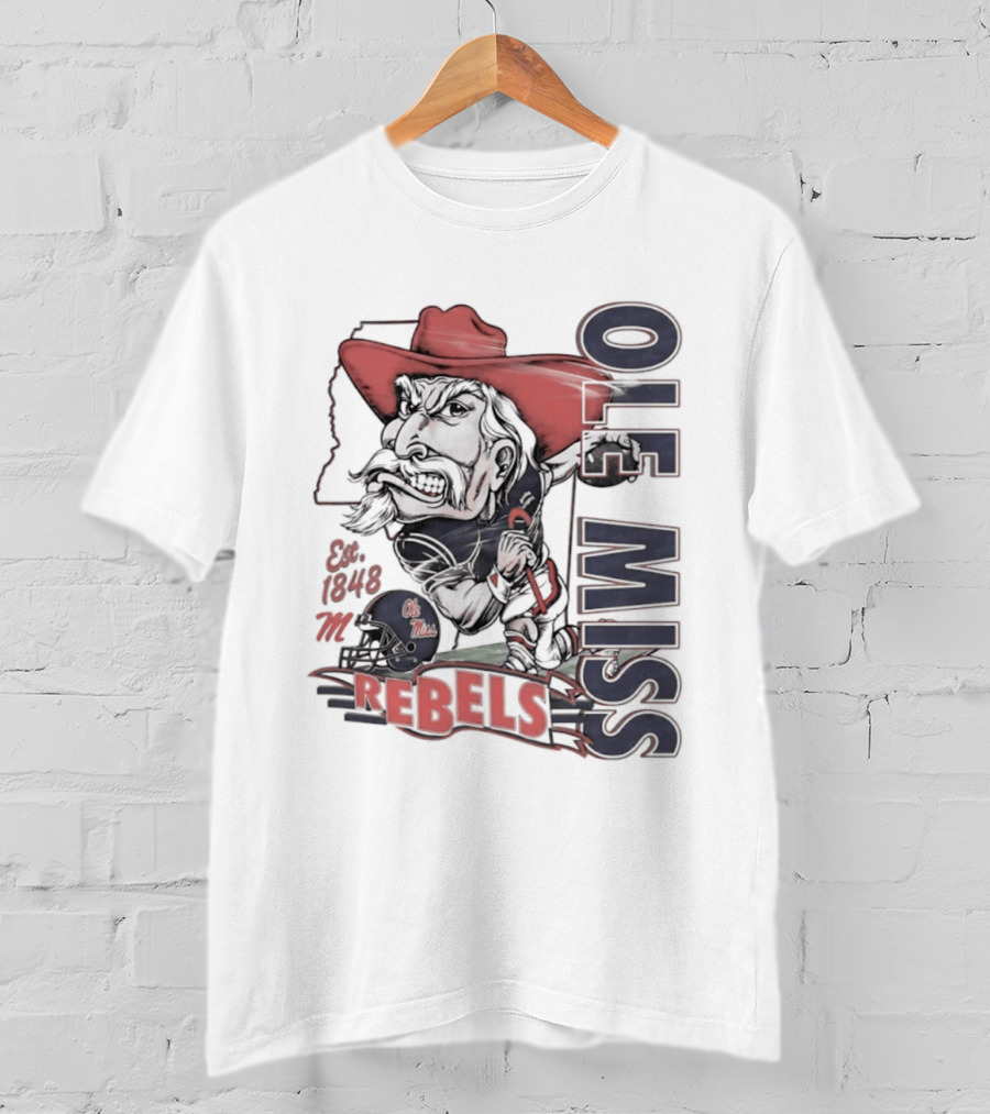 Ole Miss Rebels Est 1848 Vintage Colonel Reb NCAA Football T-Shirt