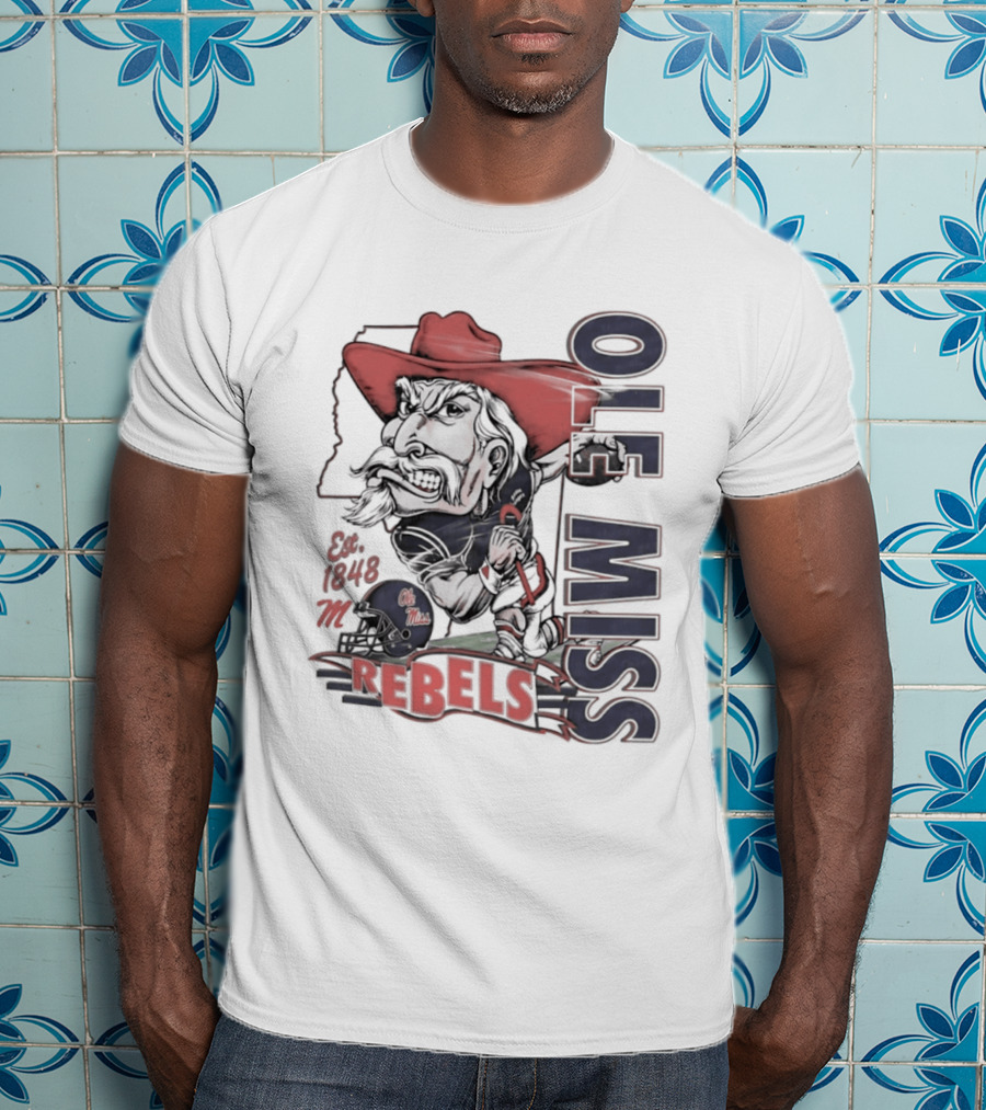 Ole Miss Rebels Est 1848 Vintage Colonel Reb NCAA Football T-Shirt