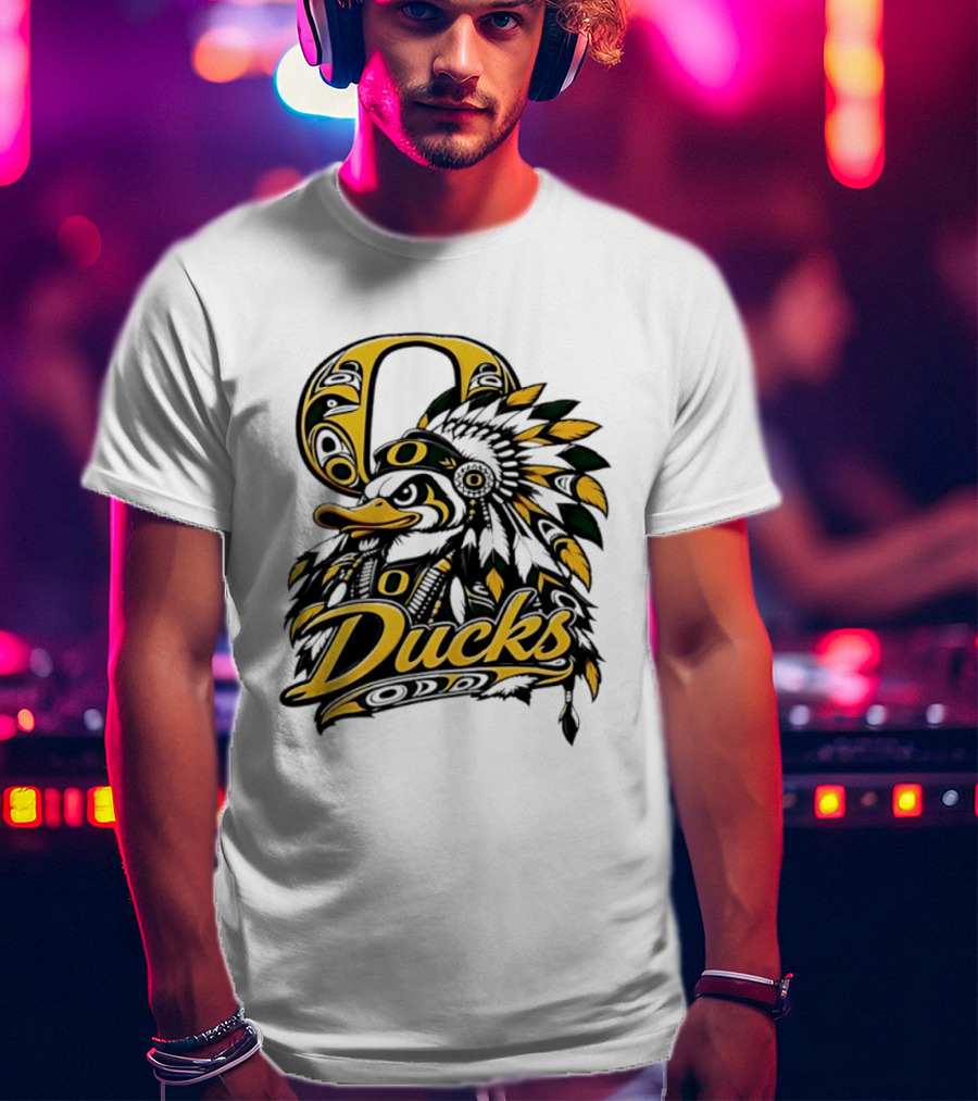 Oregon Ducks Native American Headdress Tribal T-Shirt