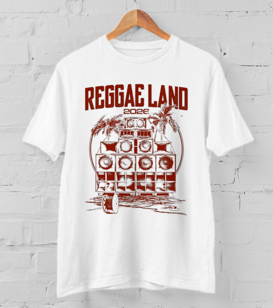 Reggae Land 2026 Soundsystem Palm Trees Stack T-Shirt