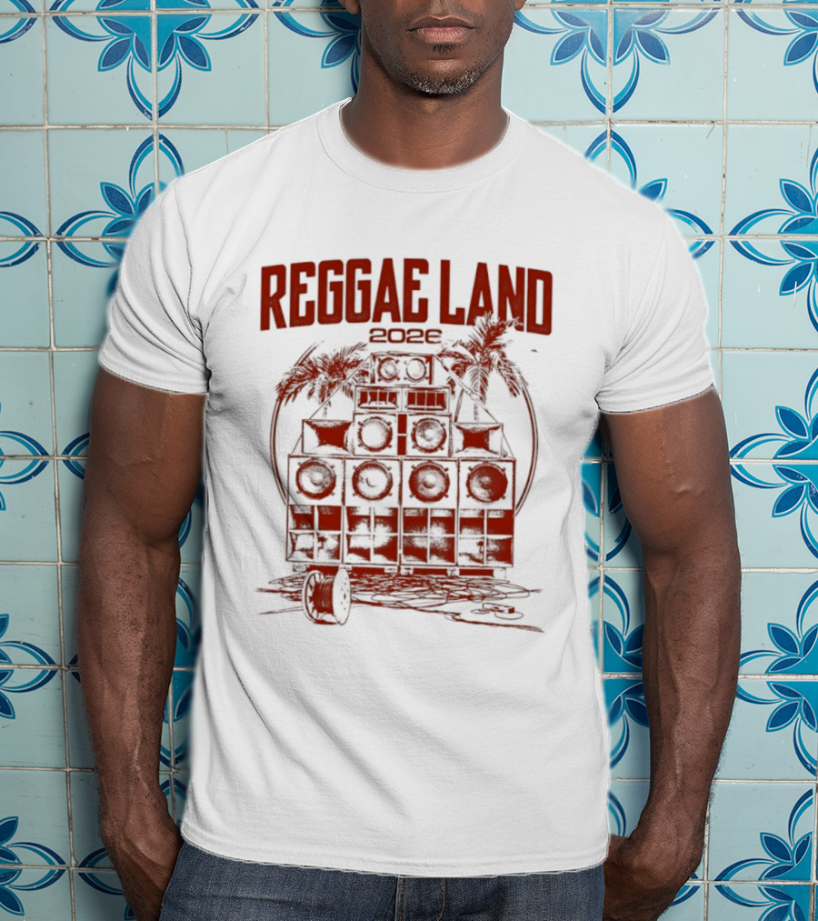 Reggae Land 2026 Soundsystem Palm Trees Stack T-Shirt