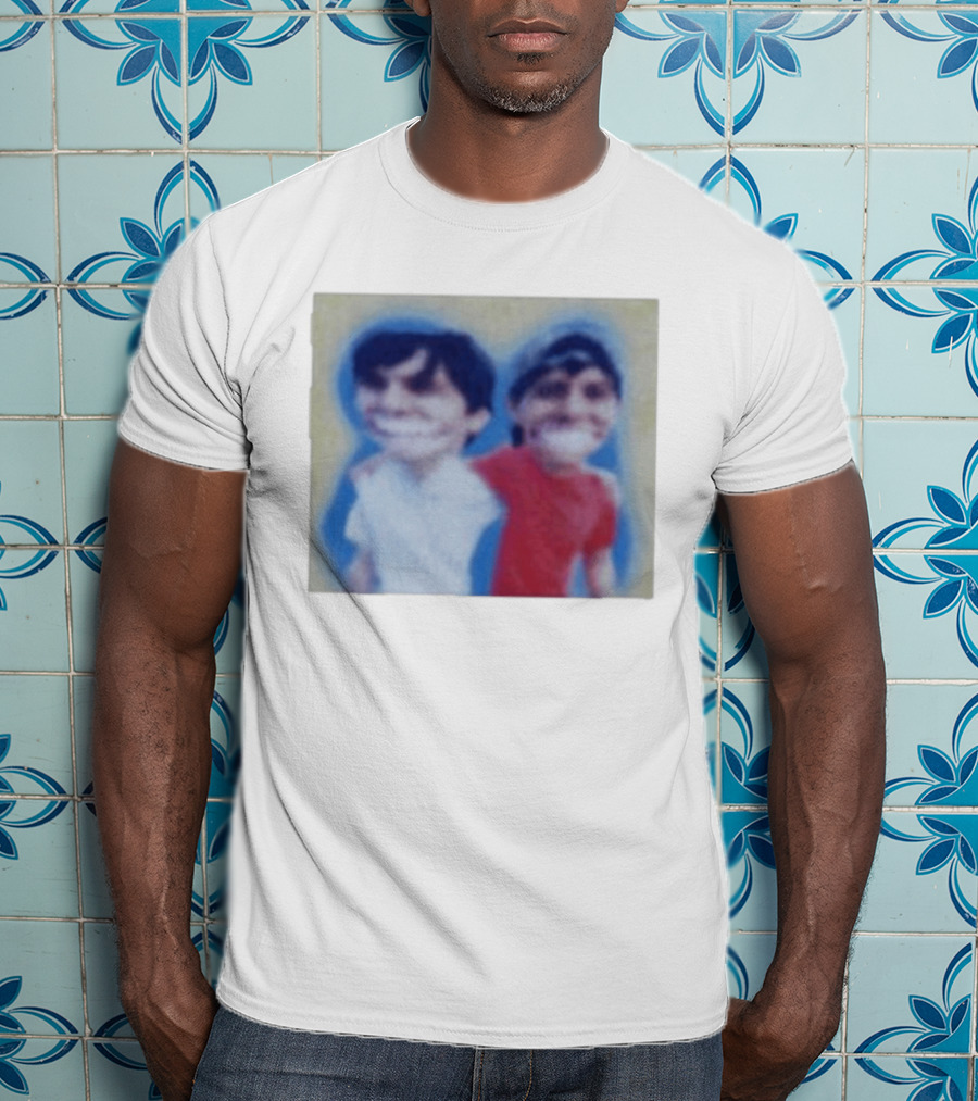 Slushy Noobs Hugging Cartoon Characters In Red And White Outfits T-Shirt