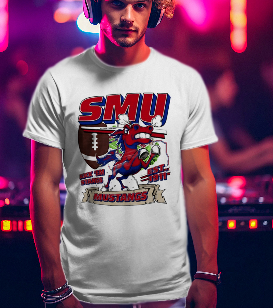 SMU Mustangs Kick 'Em Stangs Football 1911 T-Shirt