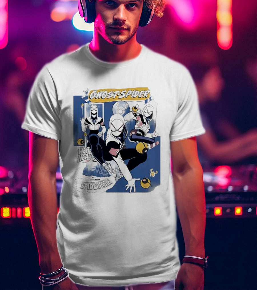 Ghost Spider Web Head Spider Man T-Shirt