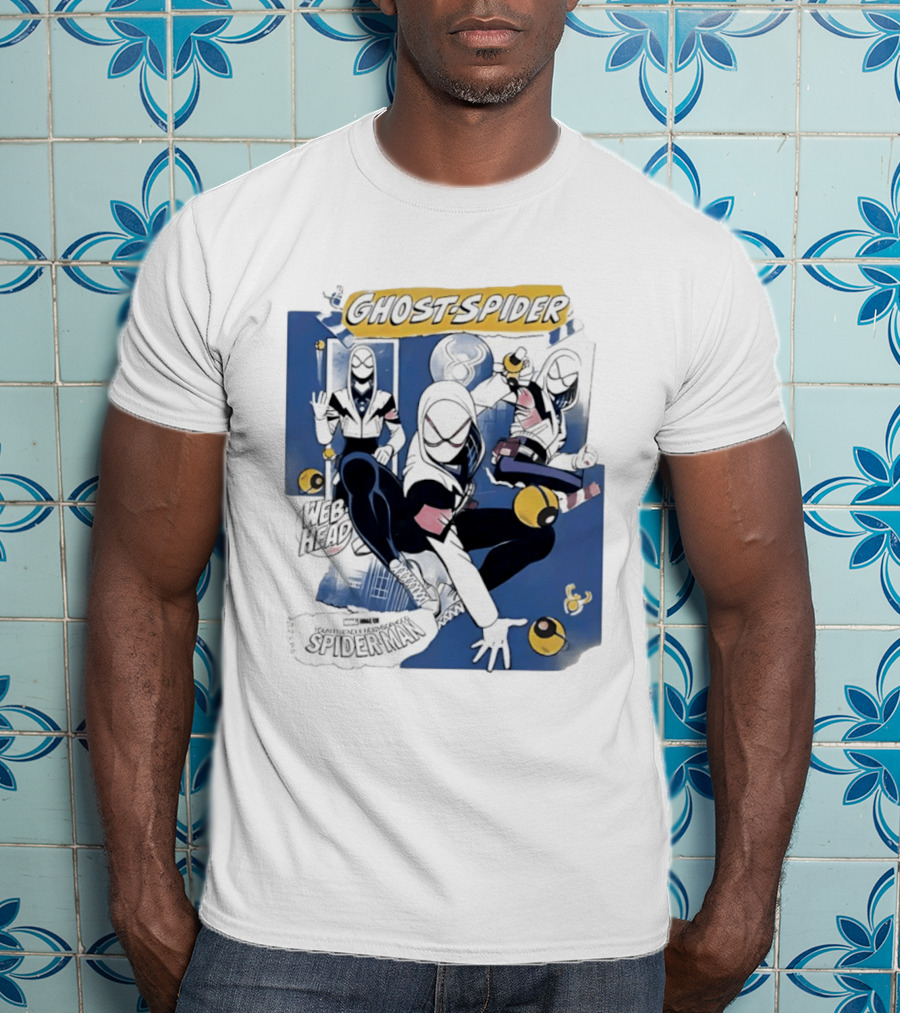 Ghost Spider Web Head Spider Man T-Shirt