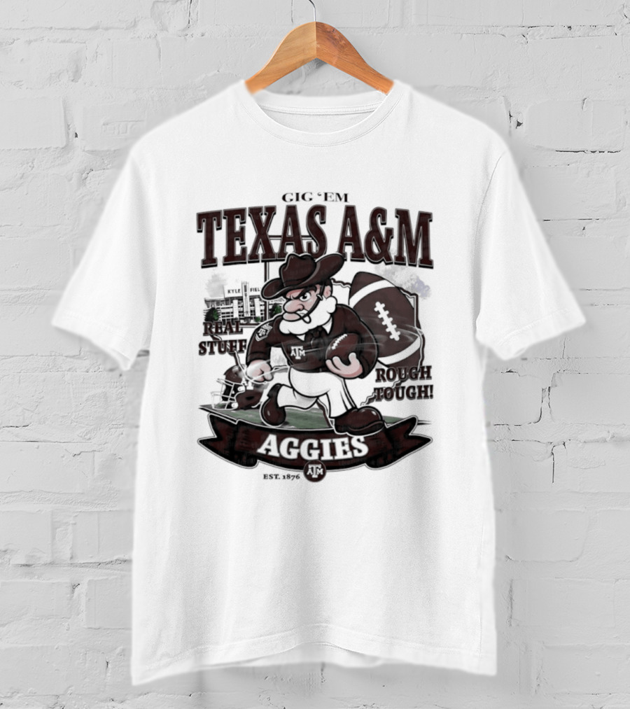 Texas A&M Aggies Gig 'Em Real Stuff Rough Tough T-Shirt