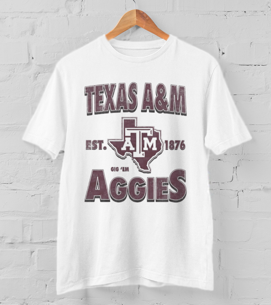 Texas A&M Est 1876 Gig 'Em Aggies A&M Logo State T-Shirt