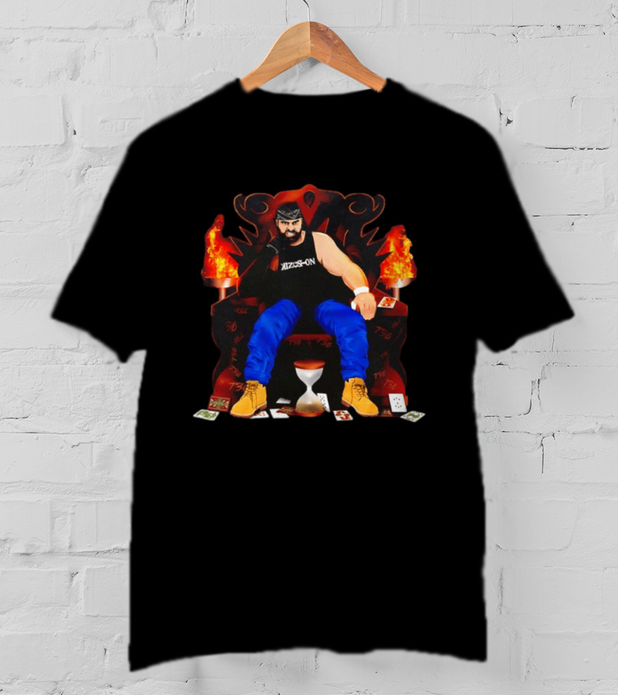 Eddie Kingston Throne Kizus On Playing Cards Flames Hourglass T-Shirt