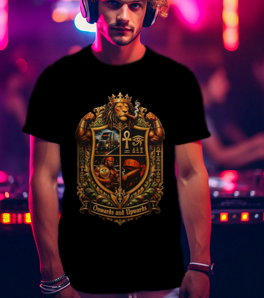 Onwards And Upwards Egyptian Ankh Lion King Smoking Cigar Truck T-Shirt