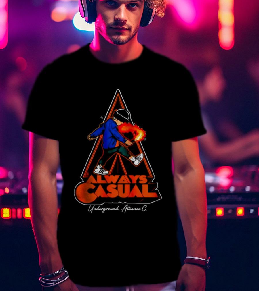 Always Casual Underground Alliance C Youth Flare Fire Backpack Street T-Shirt