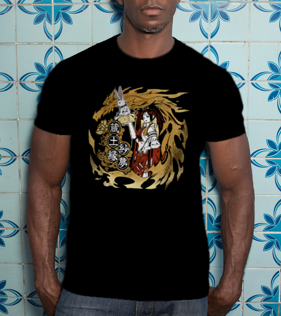 Guilty Gear Inspired Japanese Oni Mask And Flag Iconography T-Shirt