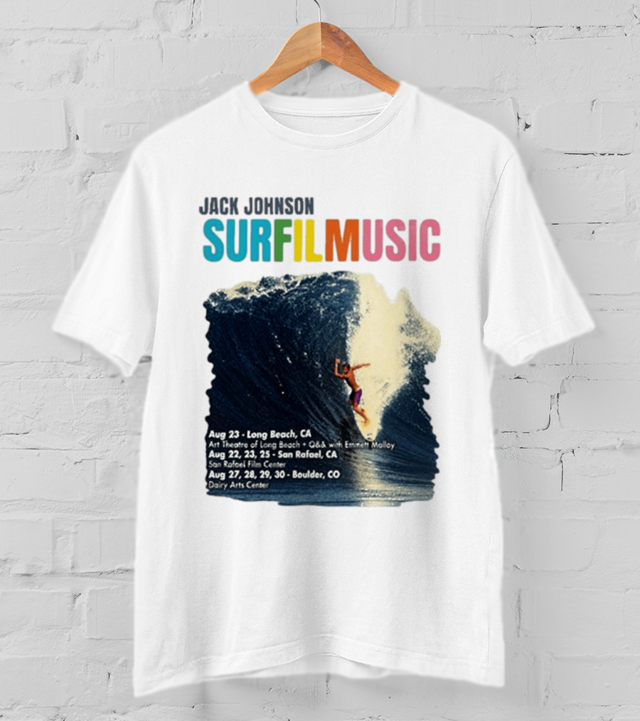 Jack Johnson Surf Film Music Long Beach Art Theatre Aug 23 2026 T-Shirt