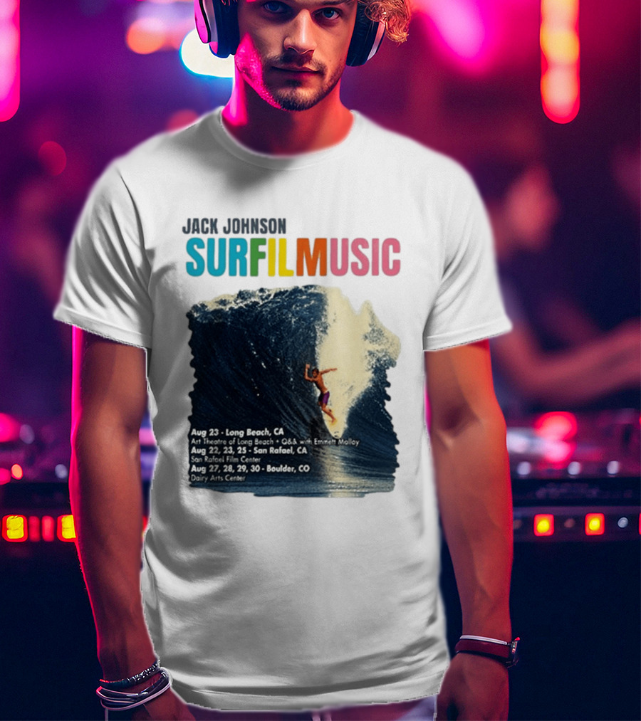 Jack Johnson Surf Film Music Long Beach Art Theatre Aug 23 2026 T-Shirt