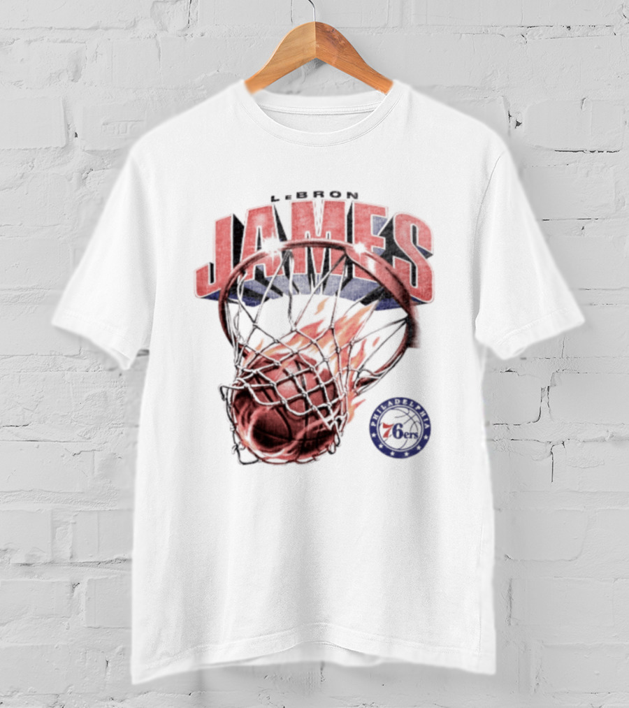 LeBron James 23 Basketball Fire Hoop Philadelphia 76ers T-Shirt
