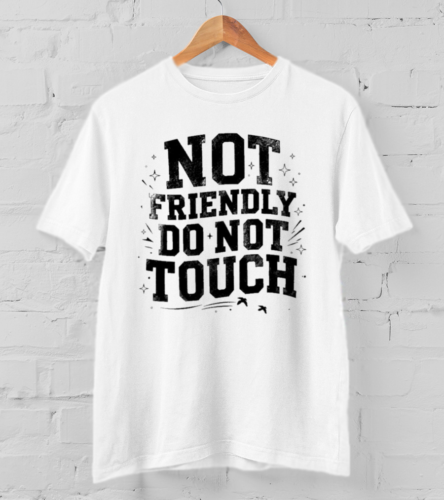 Not Friendly Do Not Touch Bold Text With Stars And Lines T-Shirt