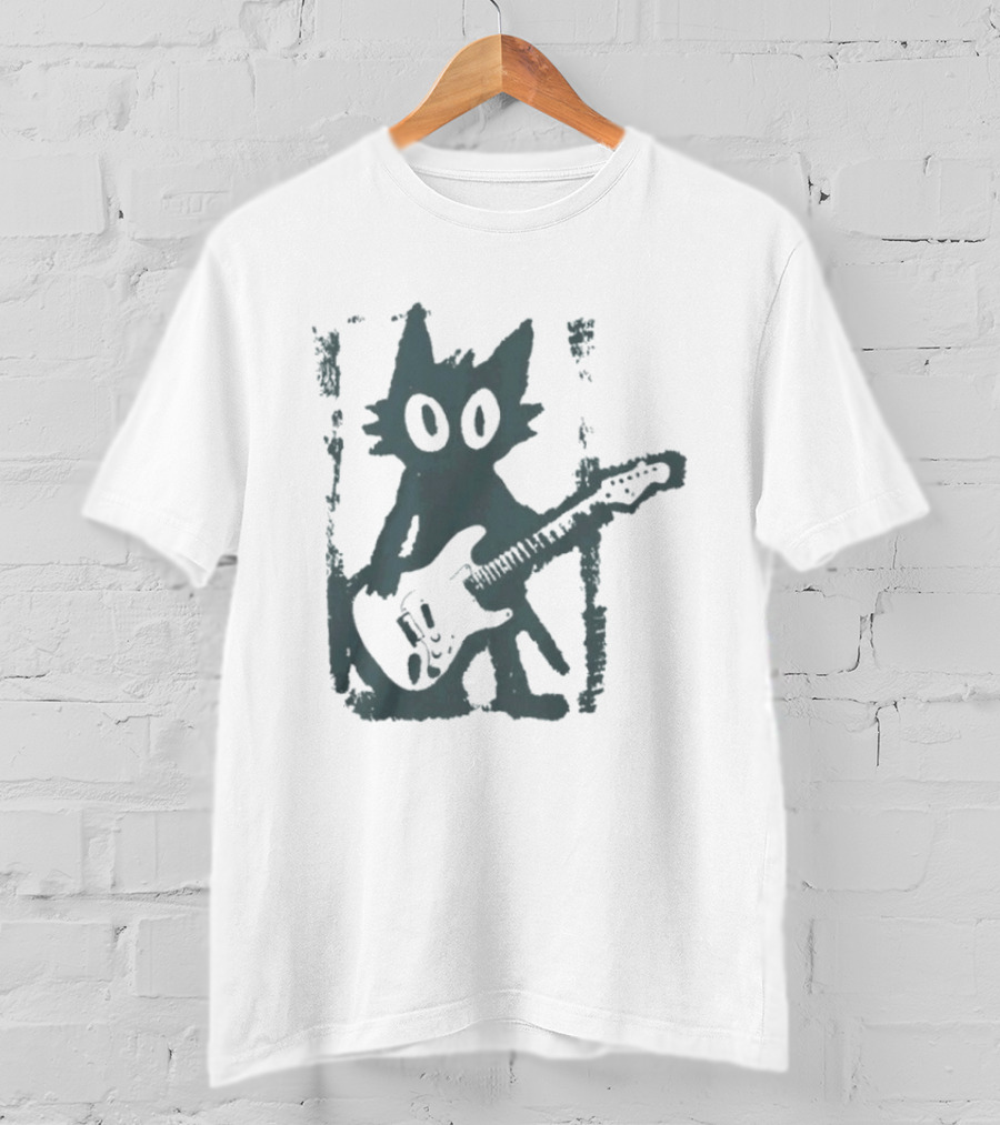 Rock Star Cat Electric Guitar Kitty Playful Feline Musician T-Shirt