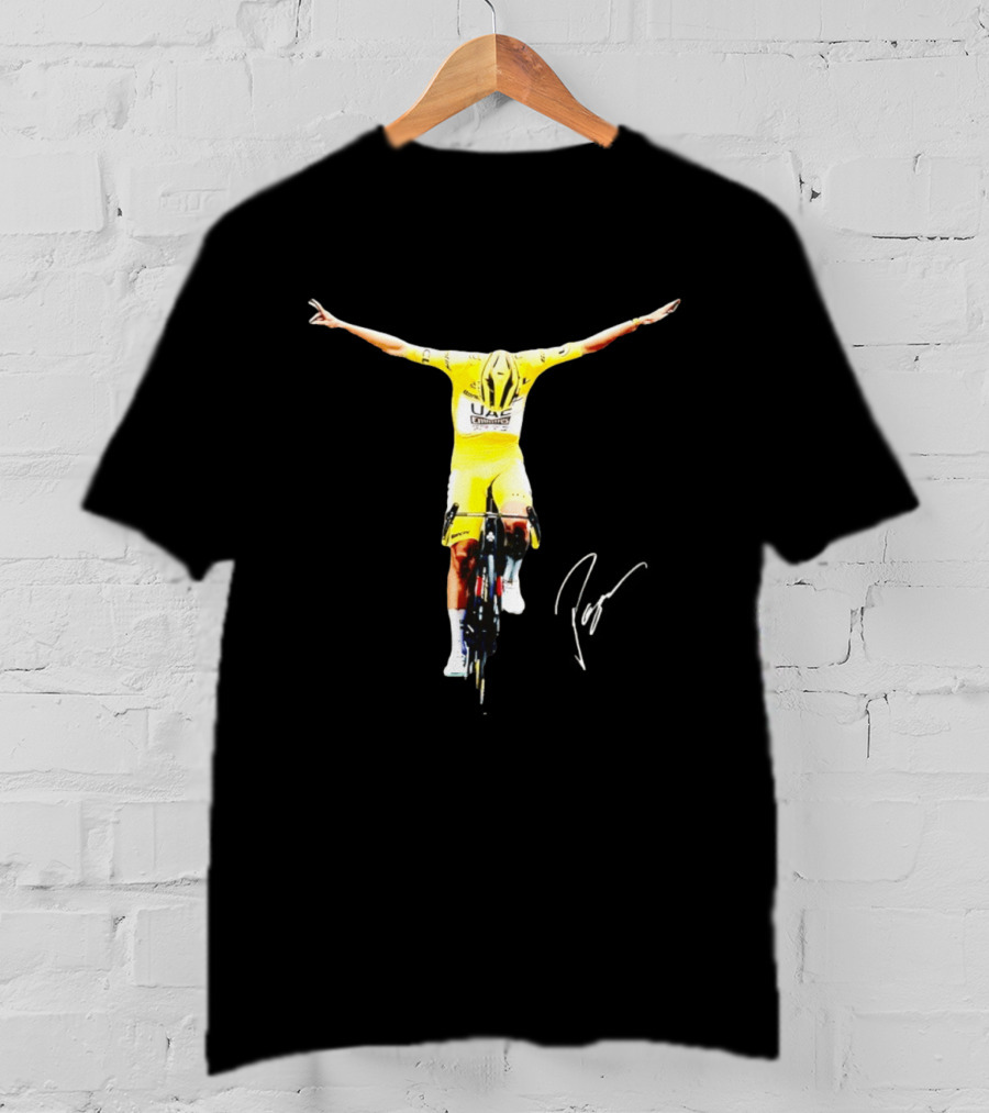 Tadej Pogacar UAE Team Yellow Jersey Victory Celebration T-Shirt