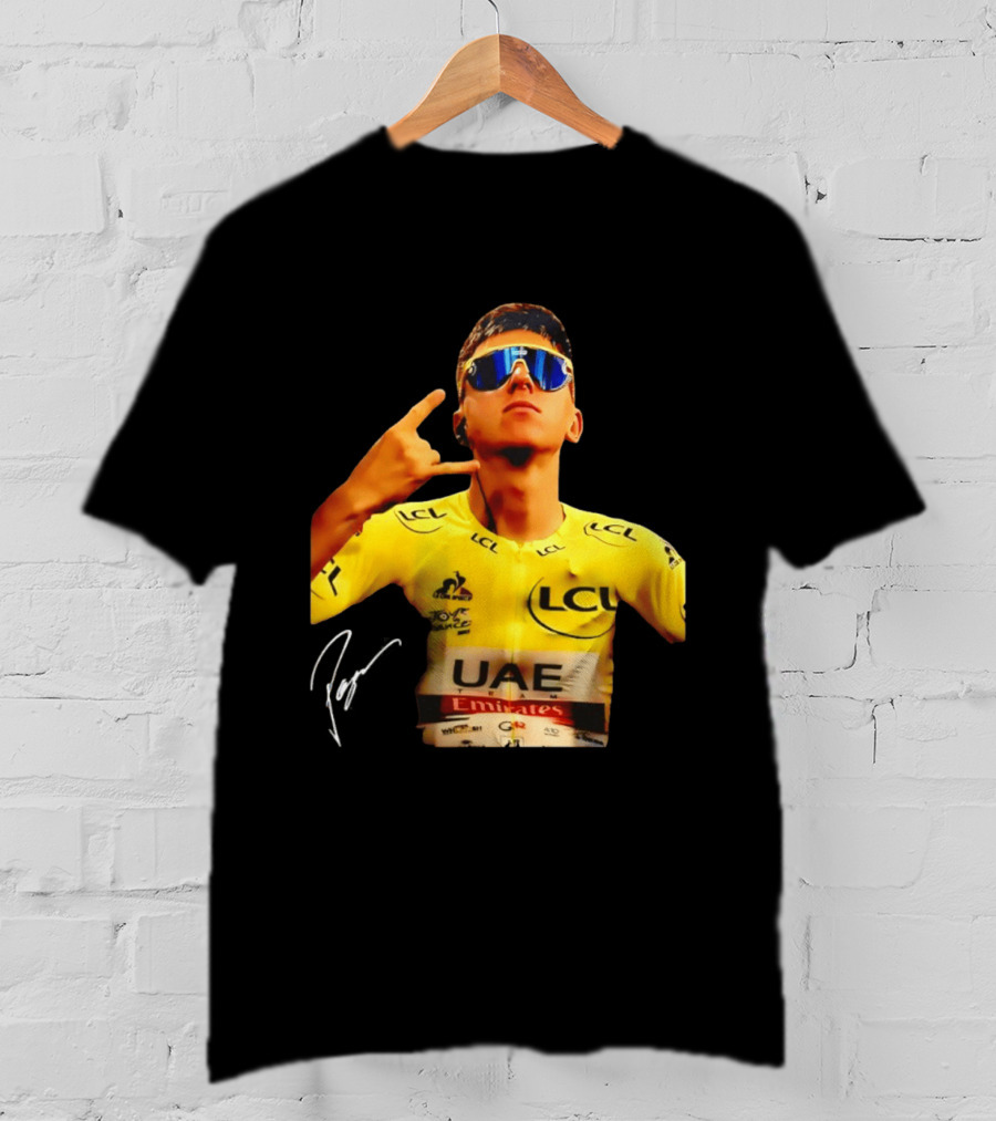 Tadej Pogacar UAE Emirates Cycling Team Slovenia LCL Yellow Jersey T-Shirt