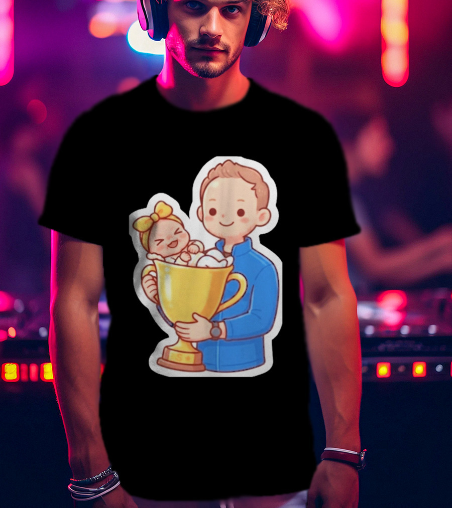 My Greatest Trophy Dad Holding Baby In Golden Cup T-Shirt