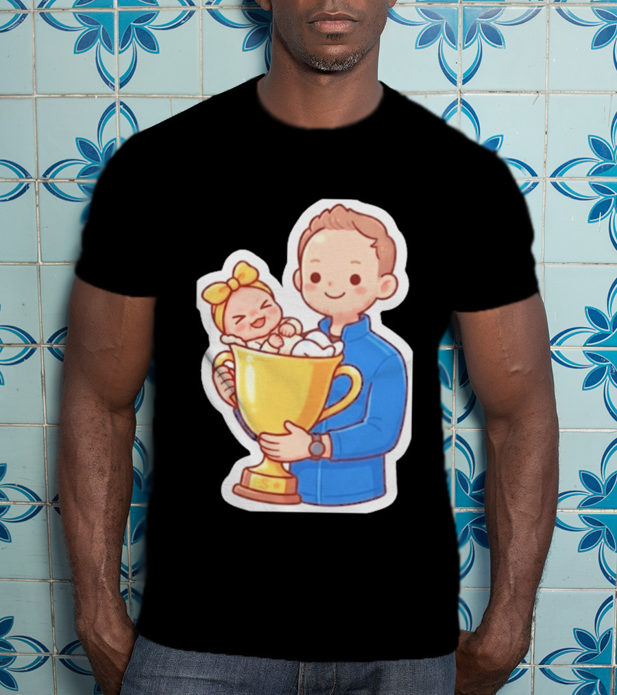 My Greatest Trophy Dad Holding Baby In Golden Cup T-Shirt