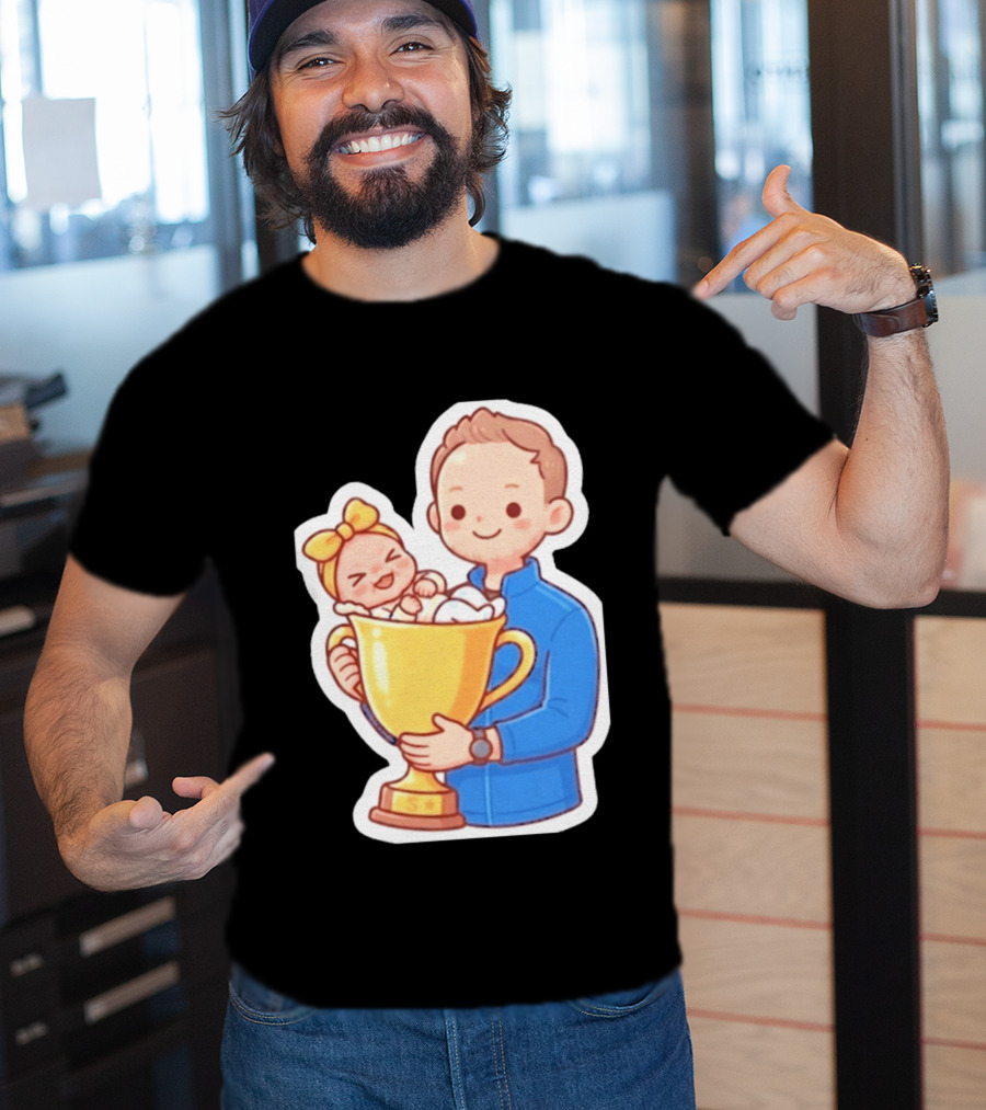My Greatest Trophy Dad Holding Baby In Golden Cup T-Shirt