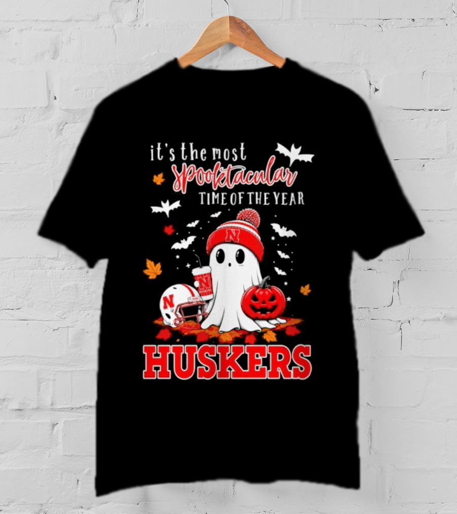 Nebraska Cornhuskers Spooktacular Halloween Ghost Huskers Football Time 2026 T-Shirt