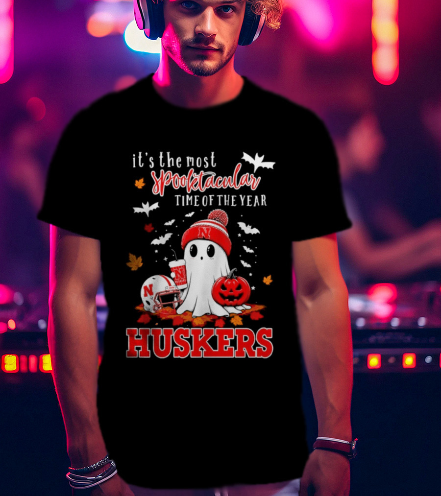 Nebraska Cornhuskers Spooktacular Halloween Ghost Huskers Football Time 2026 T-Shirt