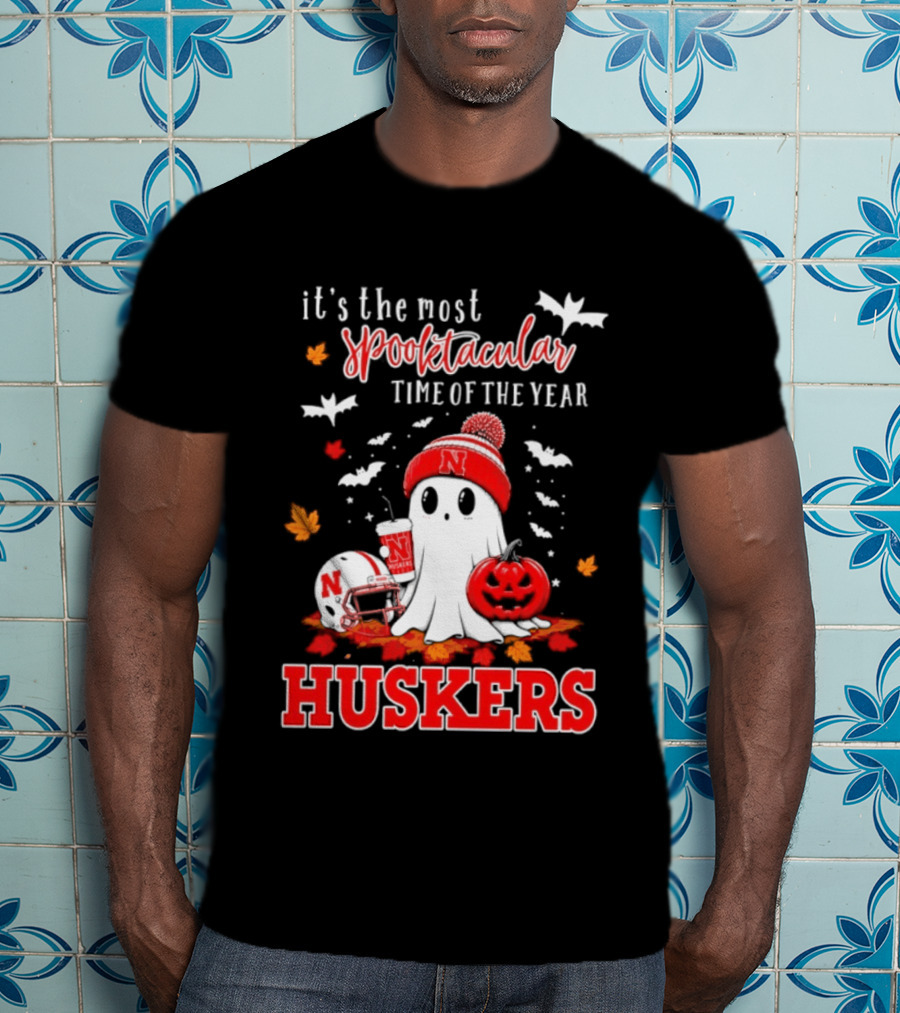 Nebraska Cornhuskers Spooktacular Halloween Ghost Huskers Football Time 2026 T-Shirt
