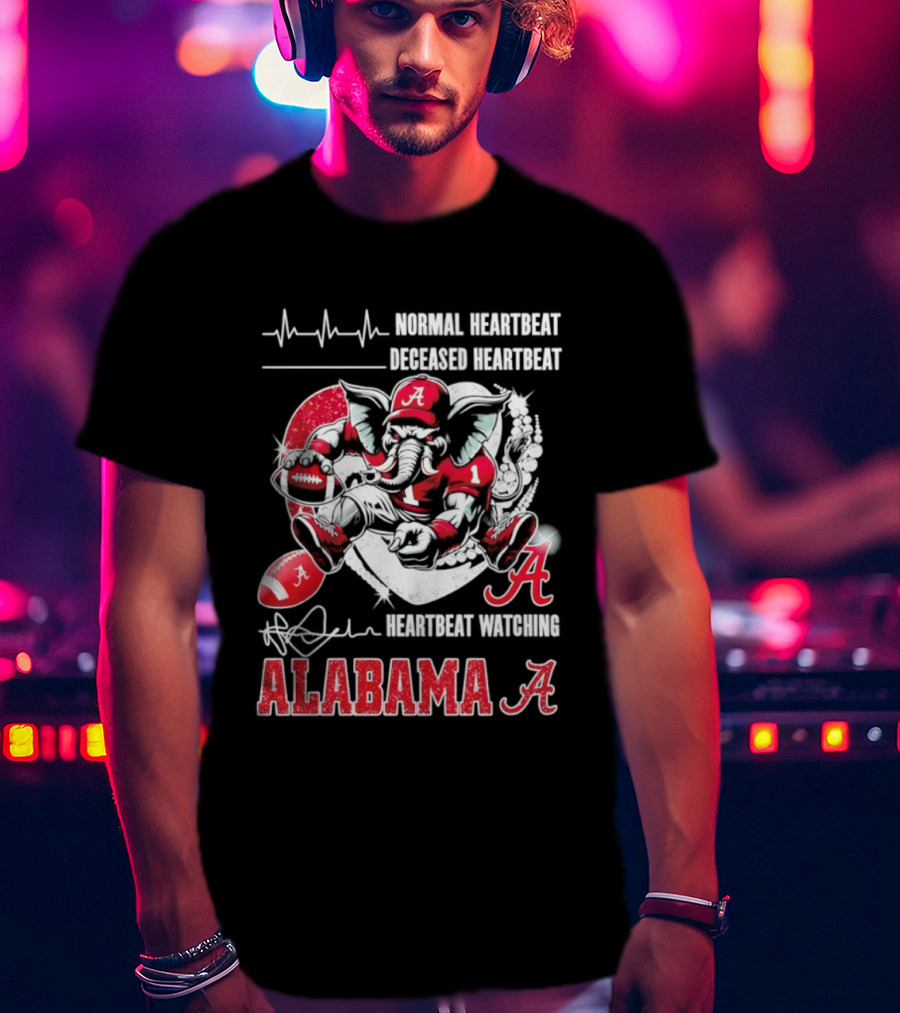 Alabama Crimson Tide Heartbeat Ing Football Fan Spirit T-Shirt