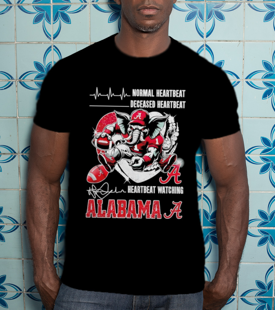 Alabama Crimson Tide Heartbeat Ing Football Fan Spirit T-Shirt