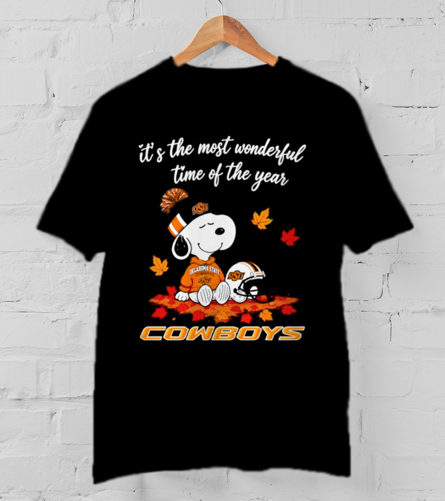 Snoopy Oklahoma State Cowboys It's The Most Wonderful Time Of The Year Halloween 2026 T-Shirt