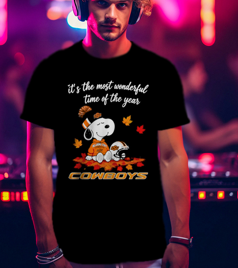 Snoopy Oklahoma State Cowboys It's The Most Wonderful Time Of The Year Halloween 2026 T-Shirt