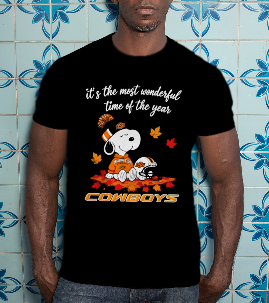 Snoopy Oklahoma State Cowboys It's The Most Wonderful Time Of The Year Halloween 2026 T-Shirt